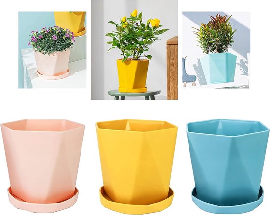 Pot de fleur, ensemble de 3 pièces, Pot de plante décoratif en plastique,  Pots de