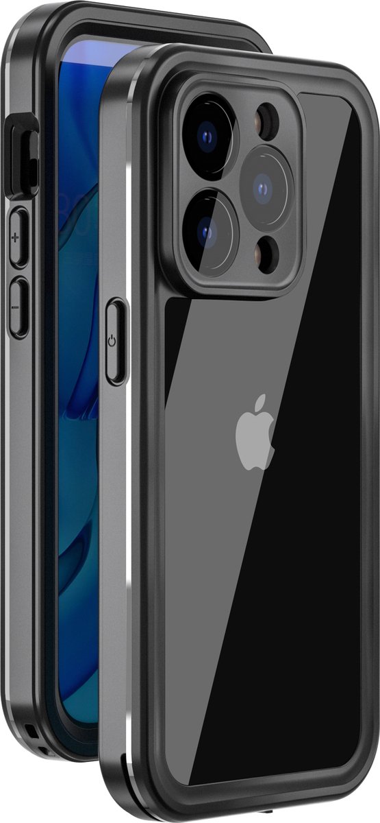 Phonaddon Waterdicht Hoesje iPhone 14 Pro Max 6.7" Volledig Shockproof Waterproof Case - Zwart