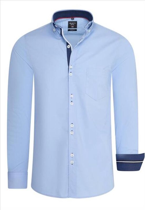 Italiaans heren overhemd - Rusty Neal - blauw - 11025