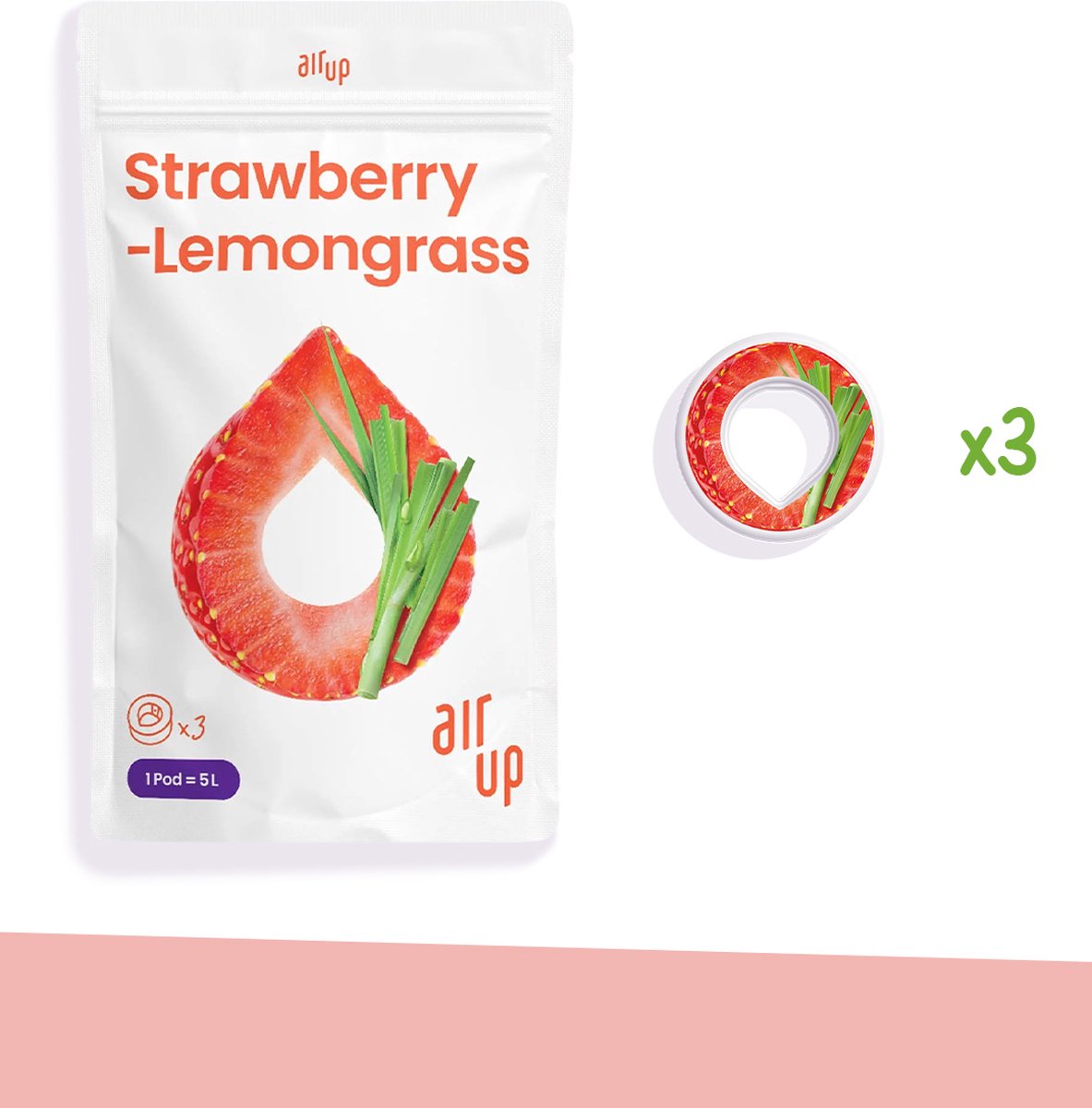 Air Up PODS - Strawberry Lemongrass - Inclusief 3 pods - hydraterend - Air up - geurwater - vegan