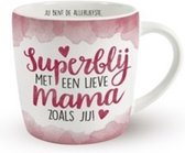 Fête des Mères - Enjoy Mug - Super content avec une douce maman comme toi - Dans une boîte cadeau avec ruban de couleur