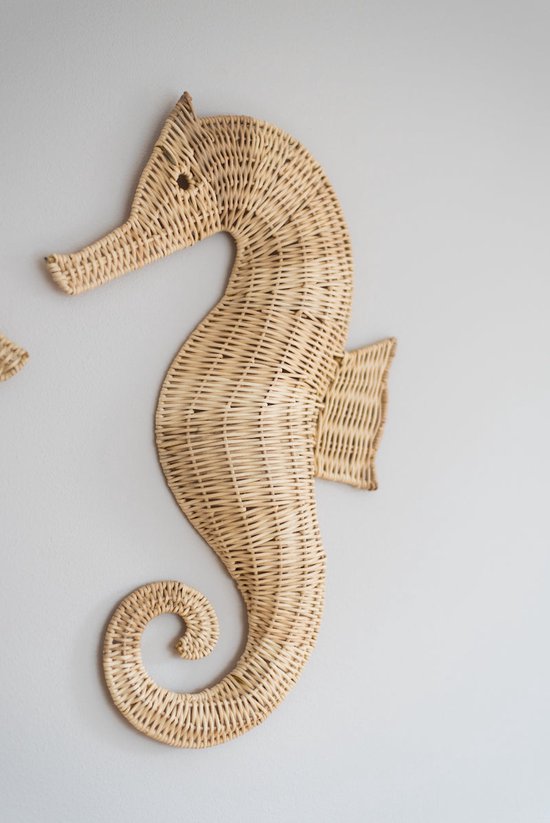 Studio Wildflower Sadie the Seahorse large - Rotan dier zeepaard voor aan de wand - Kinderkamer decoratie - wanddecoratie