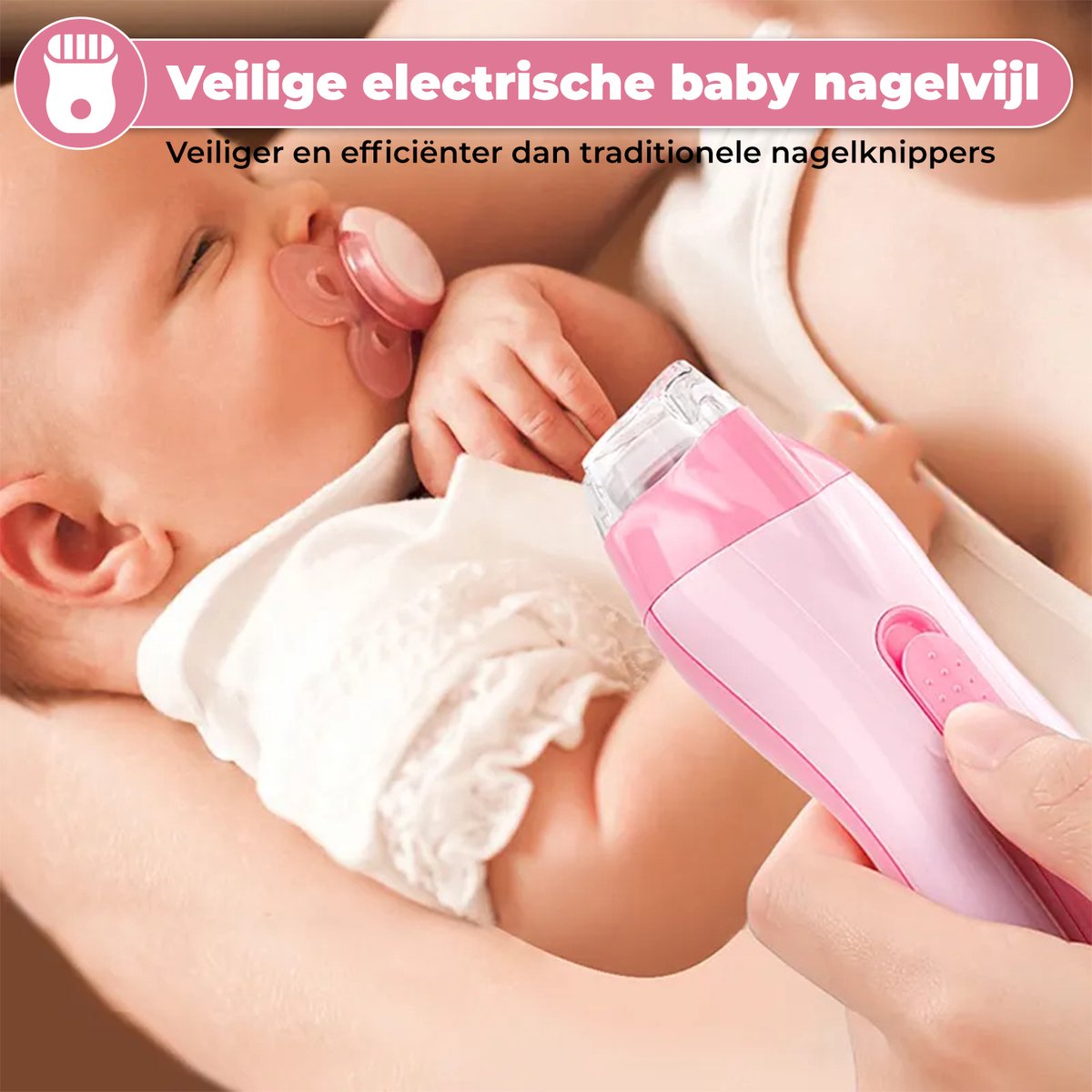 Luxegoed - Nagelvijl set - Nagel vijl set - Electrische Baby Nagel Vijl - Veilig nagels verzorgen met LED licht for baby, peuter, kinderen en volwassenen - met 6 verschillende vijlen en verstelbare snelheden — cadeau in Verzorging - foto 4
