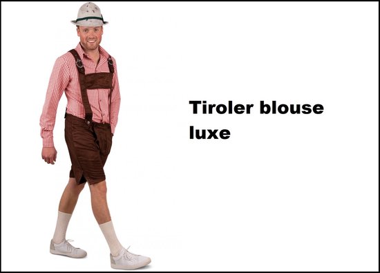 Luxe Tiroler blouse rood/wit mt.L/XL - Oktoberfest thema feest festival bier party
