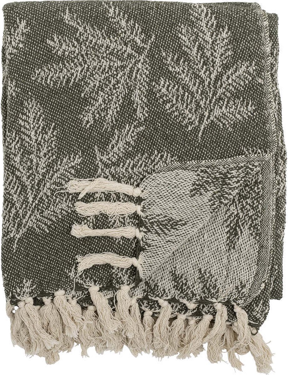 Gabriela plaid met franjes / floches - 160 x 130 cm - recycled katoen