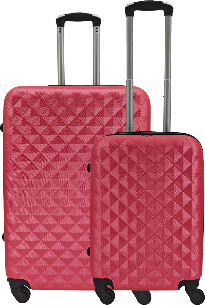 SB Travelbags kofferset - 2 delige 'Expandable' koffer - Roze - 70cm/55cm