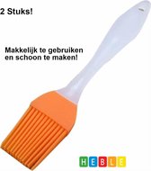 2 x Oranje Siliconen Bakkwast - 22 cm Lang - Keuken - Bakken - van Heble®