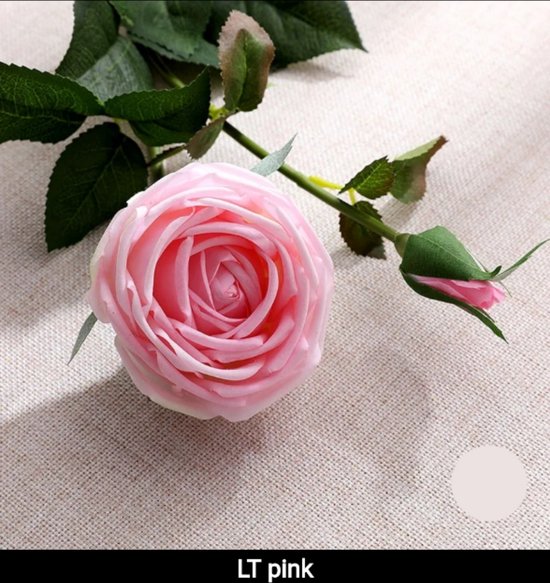 Real Touch Roses Dubble Headed - Pink - Roze - Kunstbloemen - Kunst Rozen - Kunst Boeket - Roos 2 Knoppen- 75 CM - Zijden Bloemen - Latex Bloem - Bruiloft - Wedding