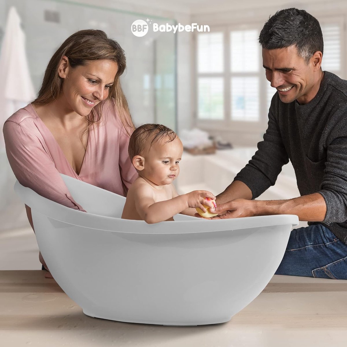 Babybadkuip met inzetstuk voor pasgeborenen [testwinnaar] antislip babybad voor baby's en peuters [0-12 maanden] babykuip voor douche badkuip wit | kleur kiezen .. thumbnail 2