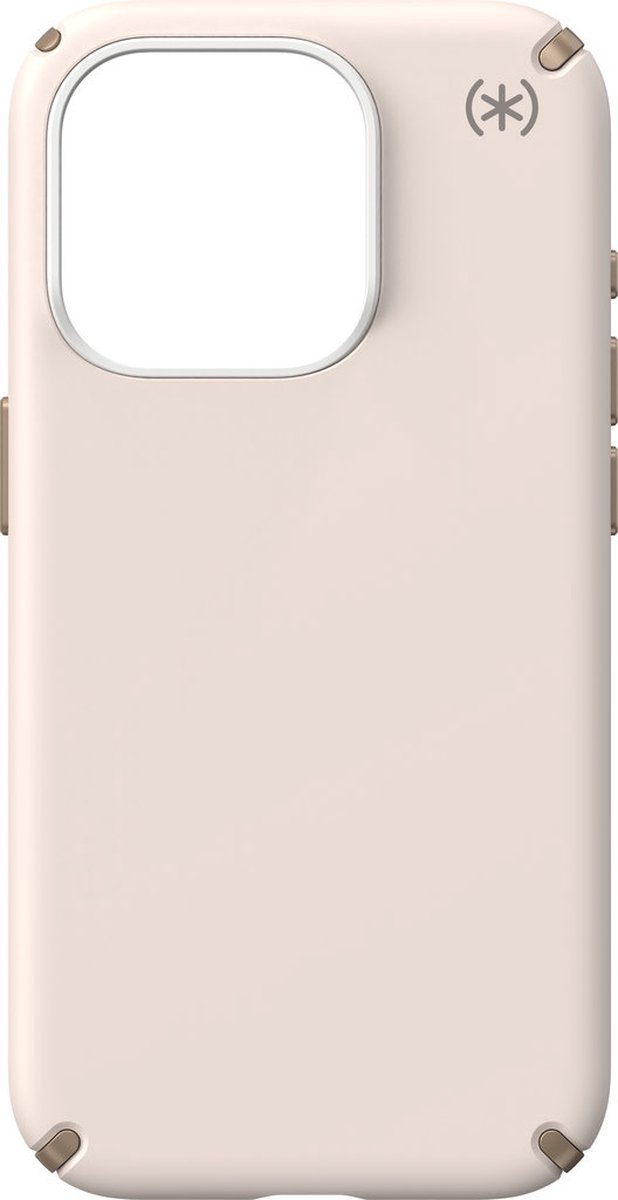 Speck hoesje geschikt voor Apple iPhone 15 Pro - Slank - MagSafe - Ultieme Bescherming - Luxe Soft-touch Afwerking - Valbescherming gecertificeerd tot 4 meter - Microban Antibacterieel - Presidio2 Pro lijn -Beige Geel