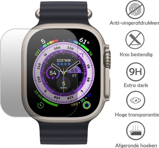 Screenprotector Geschikt voor Apple Watch Ultra 2 Screenprotector Bescherm Glas Screen Protector - Screenprotector Geschikt voor Apple Watch Ultra 2 (49 mm) Gehard Glas - 2 Stuks