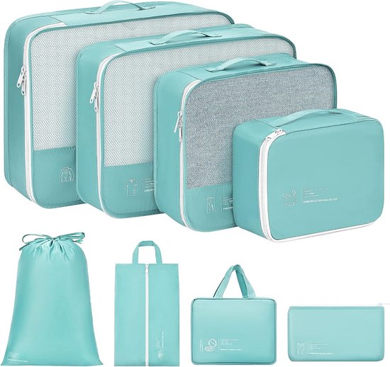 Narwey 7 Delige Koffer Organizer Set, Packing Cubes, Kofferorganizer, kofferorganizerset, Pakkubes voor Koffer Rugzak Handbagage (Gecombineerd Schaakbordpatroon