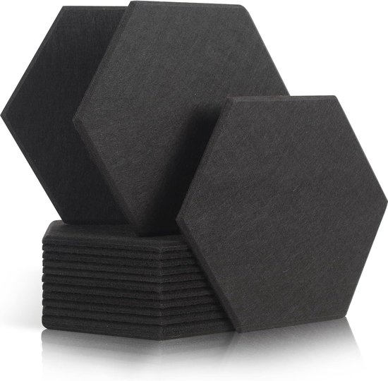 Panneaux Acoustiques Hexagonaux - 12 Pièces - Absorption Sonore Et Décoration Murale