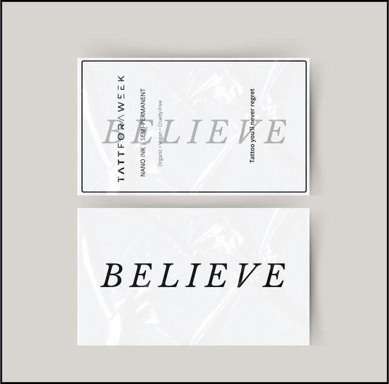 Tijdelijke tattoo believe in | Neptattoo volwassenen | Blijft tot 15 dagen zitten | tattforaweek