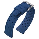 Tropic Style Basket Weave Horlogebandje Silicone Rubber Blauw 18mm