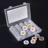 100-delige set transparante muntcapsules van acrylkunststof (30 mm) met schuimafdichtingen en opbergdoos - ideaal voor muntenverzamelaars en verzamelen van munten