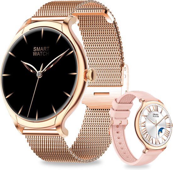 Frenkies® Smartwatch Dames Rose Goud – Stappenteller - Horloge Dames – HD Touchscreen - Activity Tracker & Hartslagmeter - Sporthorloge