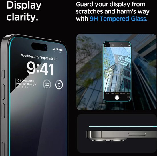 Spigen EZ Fit Screen protector geschikt voor iPhone 15 Pro Max met installatie tools - 2 Stuks