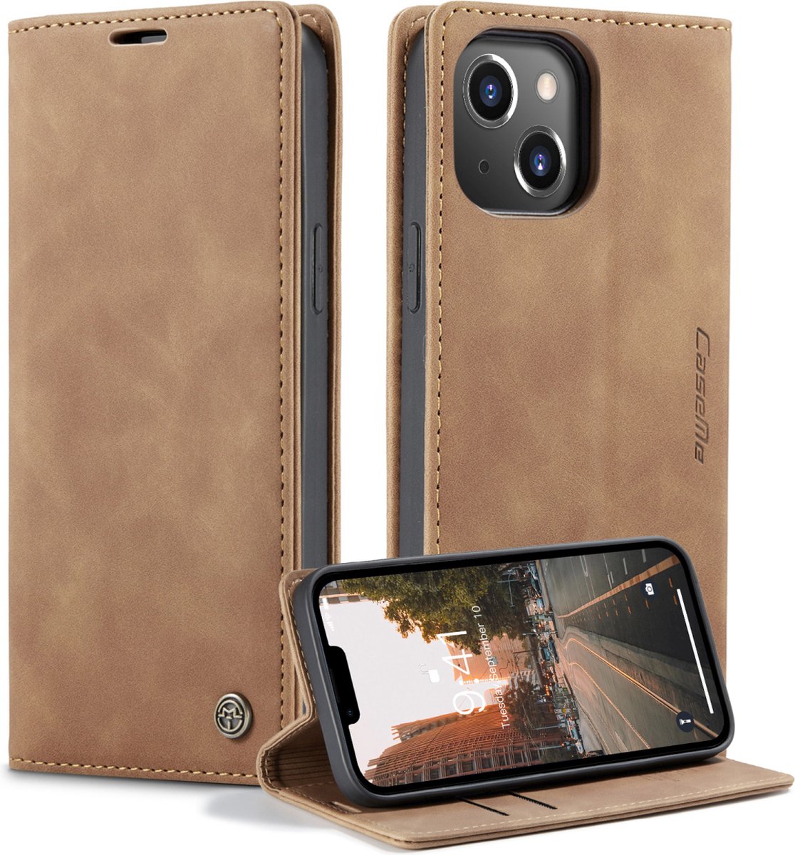 Caseme Retro Wallet Case hoesje geschikt voor iPhone 15 Plus - bruin