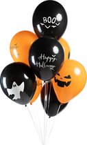 Wefiesta - Ballonnen Halloween zwart/oranje met print (8stuks) - Halloween - Halloween Decoratie - Halloween Versiering - Halloween Ballonnen