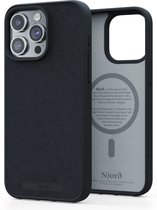 Njord Collections Suede Comfort+ Telefoonhoesje - Geschikt voor iPhone 15 Pro Max - Gereycled / Duurzaam materiaal - 2M valbescherming - Mag compatibel – Zwart