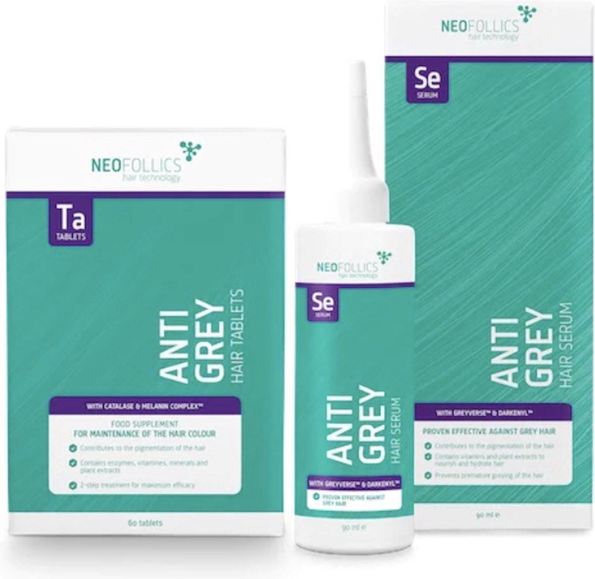 Neofollics Anti Grey Treatment - Anti grey Hair Serum & Anti Grey Hair Tablets