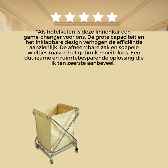 Jantex Servo-X Linnenwagen – 220 Liter, Inklapbaar Frame, Stoffen Zak Losklikbaar, 4 Zwenkwielen, Voor Hotels En Wasruimtes