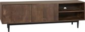 Woonexpress TV meubel York - Mangohout - Bruin - 150x50x40 cm (BxHxD) - Zwart Metalen Poten - Voorgemonteerd