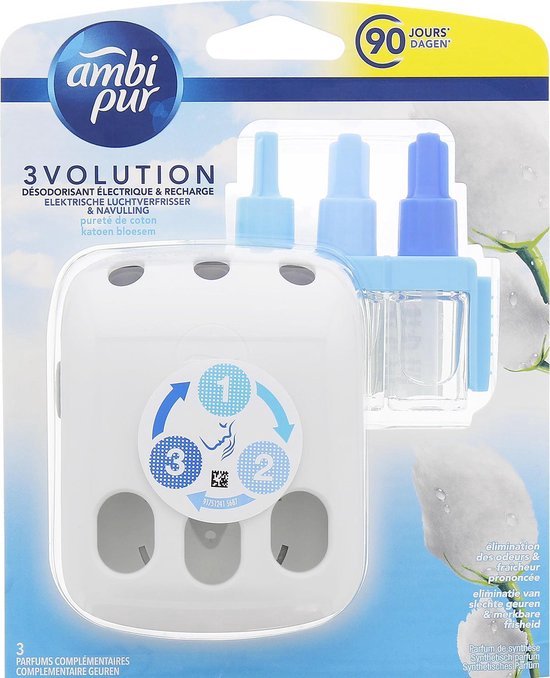 Diffuseur Électrique de Parfum Febreze 3Volution - Kit Prise + 4 Recharges,  Pureté De Coton –