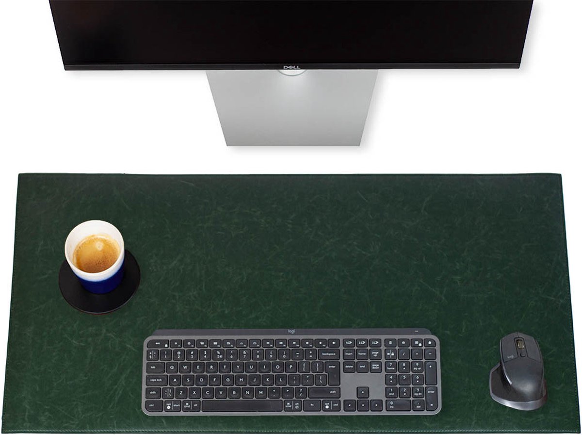 Brute Strength - Luxe Bureau Onderlegger Kunstleer - Groen - Bureau Organizer - 80x40 cm - Thuiswerken - Bureaumat - Kantoor accessoires - Computer mat