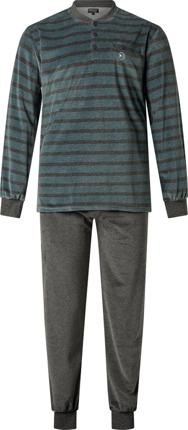 Heren pyjama velours van outfitter 451574 grijs maat XL