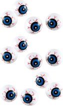 Halloween oogballen - 18x - wit/blauw - 3 cm - kunststof