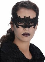 Halloween oogmasker/gezichtsmasker - vleermuis - zwart - kant - voor dames
