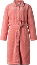 Cocodream dames badjas fleece | met knopen | MAAT M | Schaduwruit | zalm