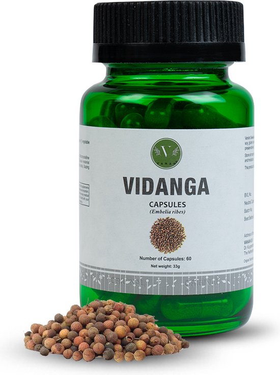 Vanan Vidanga – Ondersteunt de darmfunctie - Vegan voedingssupplement met valse zwarte peper – Ayurvedisch – 60 capsules