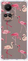 Hoesje met naam Geschikt voor OPPO Reno10 Telefoonhoesje met doorzichtige rand Flamingo