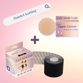 Easy Boob Tape + Silicone Nipple Covers | Black | boobtape - tepelbeschermers - fashion tape