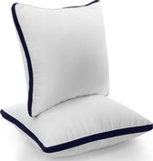 Kussen (set van 2), 40 x 40 cm slaapkussen, geborstelde stoffen hoes bedkussen, premium kwaliteit zacht en ademend kussen (marineblauw)
