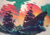 Fotobehang - Schip - Zee - Piraat - Oceaan - Vliesbehang - (312 x 219 cm)