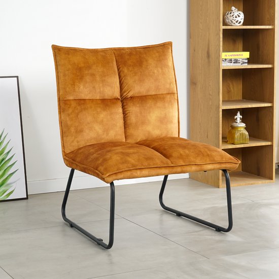 Fauteuil Nuvolix "Reykjavik" - velours - fauteuil relax - chaise longue -  cognac | bol