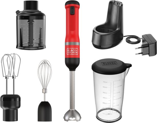 Black & Decker BCKM1014KR-QW 0,7 l Staafmixer Rood, Roestvrijstaal van Merkloos — afbeelding 3