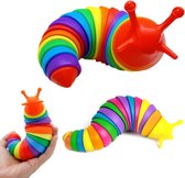 Fidget Snail Rainbow - Finger Slug - Fidget Slug - Caterpillar - TikTok Hype - Anti Stress - 18 cm