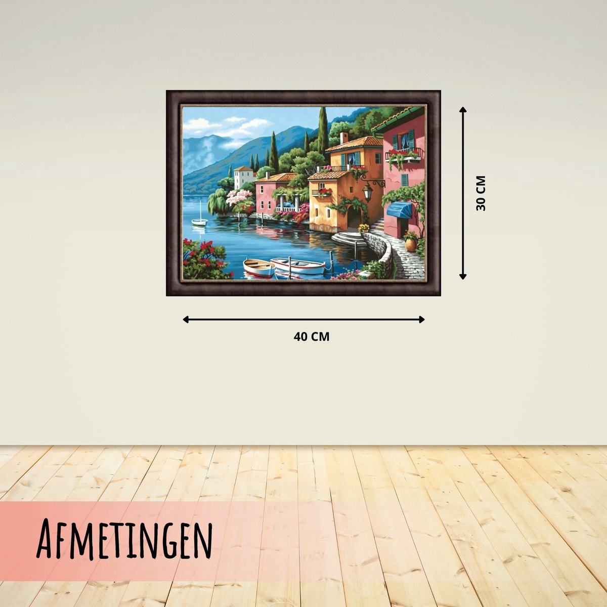 Diamond Painting Volwassenen - Volledig Pakket - 30 x 40cm - Ronde Steentjes - Diamant Painting - Italiaans Dorp aan het Water — afbeelding 3