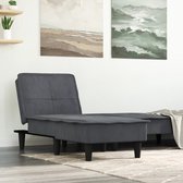 The Living Store Verstelbare Chaise Longue - donkergrijs fluweel - 55 x 140 x 70 cm - multifunctioneel en comfortabel