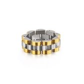 Schakel Ring | Ring Mannen | Presidente Ring | 8 mm | Staal | Zilverkleurig & Goudkleurig | Schakelring Mannen | Cadeau voor Man | Pin Remover