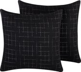 BELLFLOWER - Sierkussen set van 2 - Zwart - 45 x 45 cm - Polyester