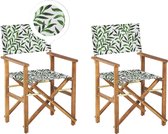 CINE - Tuinstoel set van 2 - Groen/Hout/Blad - Polyester