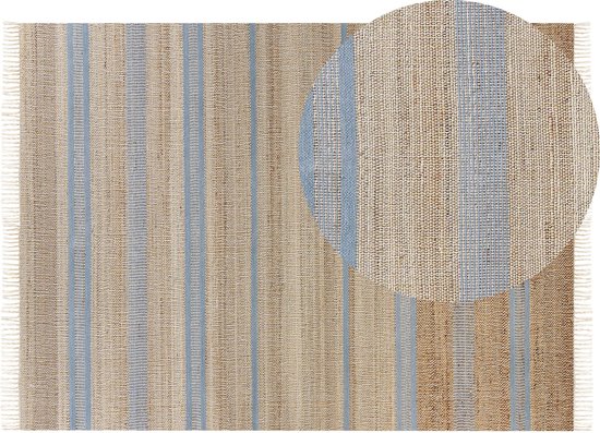 TALPUR - Vloerkleed - Beige/Lichtblauw - 160 x 230 cm - Jute