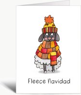 Fleece Navidad - Grappige kerstkaart met envelop - Christmas - Woordgrapje - Woordspeling - Kerst - Engels - schaap - humor