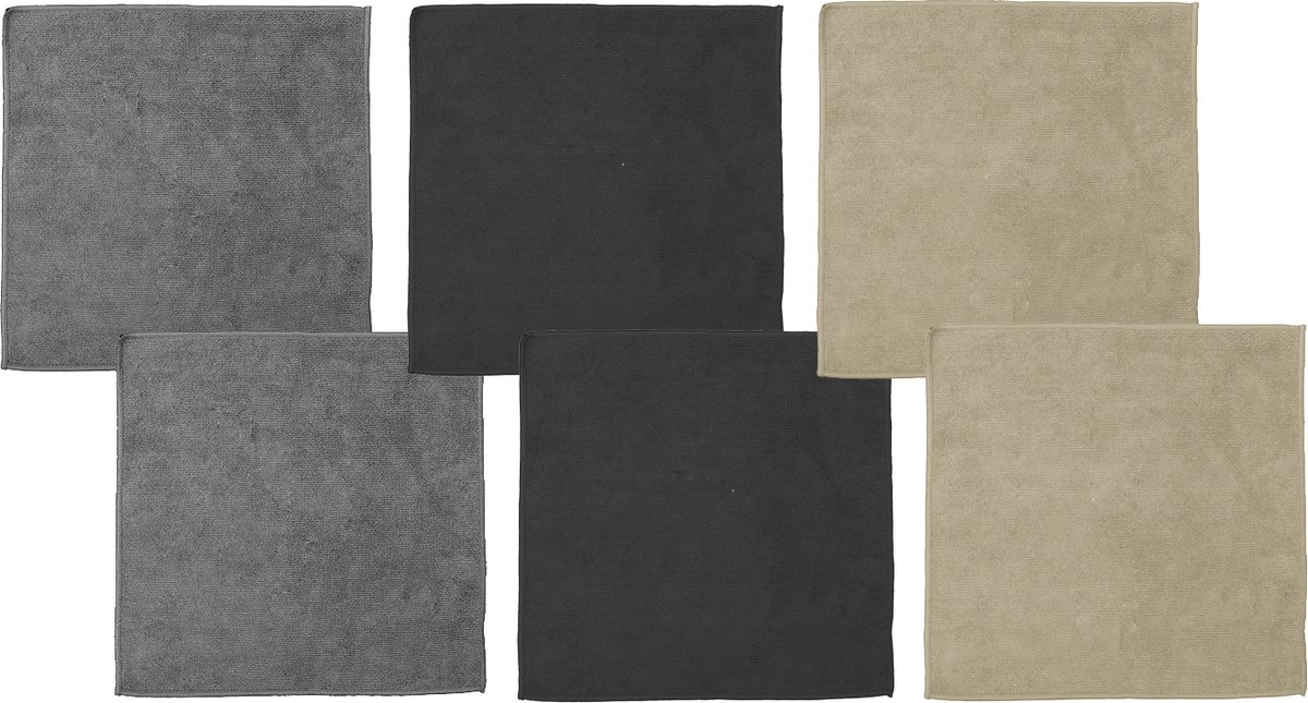 Goedkoopste DDDDD - 6x Microvezeldoek - Billie - 30x30 cm - Combi set Kleur - Set van 6 stuks